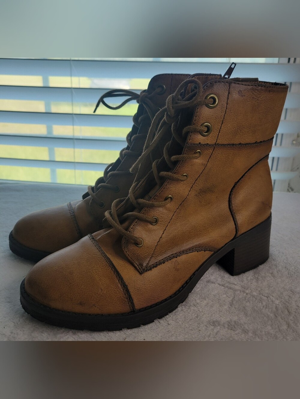 Rampage Lace-Up Boots Block Rampage Kalee Chunky Heel Combat Women Size 9 Shoes